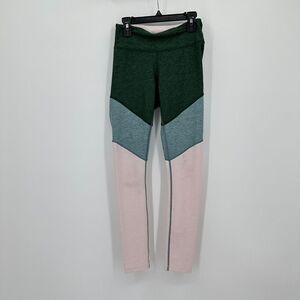 Outdoor Voices Leggings Womens XS Pink Green‎ Colorblock Gym Running Activewear